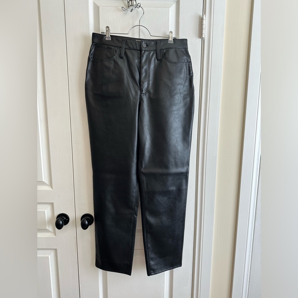 Madewell Faux Leather The Perfect Vintage Straight Jeans Black Women’s 30 Tall
